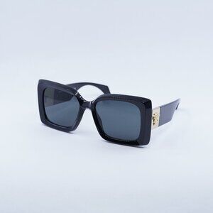 Versace VE4467U GB1/87 Sunglasses Black Square Frame, Dark Grey Lenses